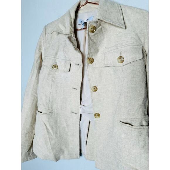 DEREK LAM 10 CROSBY Off-White Twill Wool Blend Jasper Utility Blazer Jacket sz 4 - Picture 9 of 13